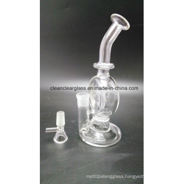 Clear Circle Glass Water Pipe Oil Rig with Honeycomb Disc Perc and 14.5mm Joint